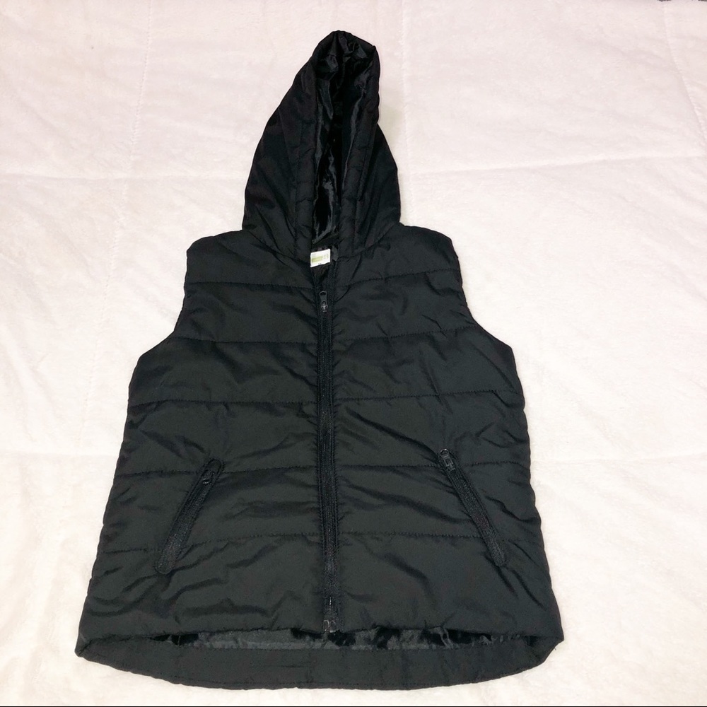 Crazy 8 black puffer hoodie vest.